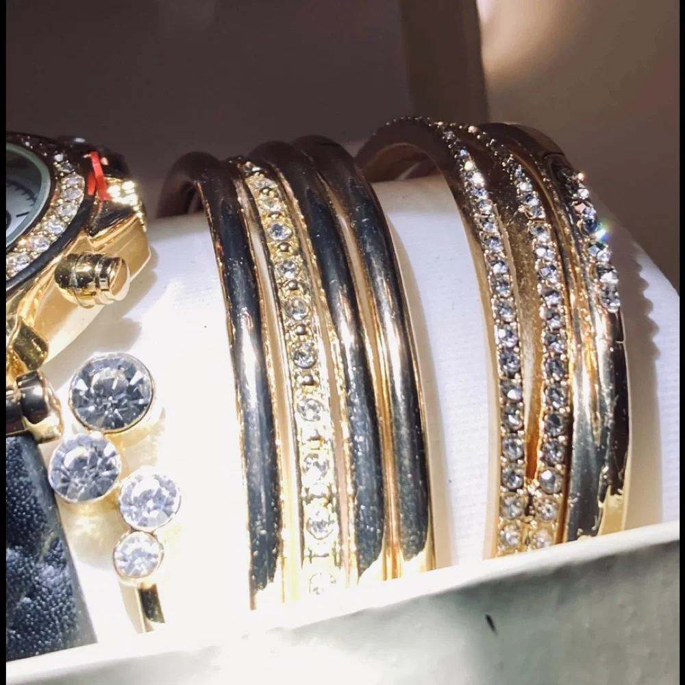 Adrienne Vittadini Analog & Rhinestone Bangles